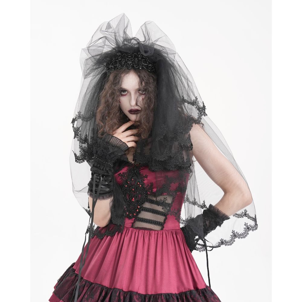 Devil Fashion - Skull Crown Schleier - Schwarz